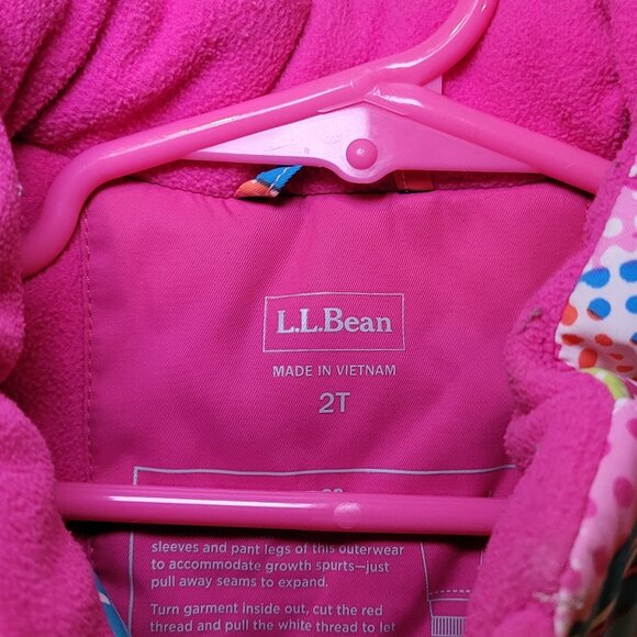 LL Bean Pink Vintage-Style Sweater-Print Puffer Jacket, Youth Size 2T Thinsulate - Picture 6 of 10